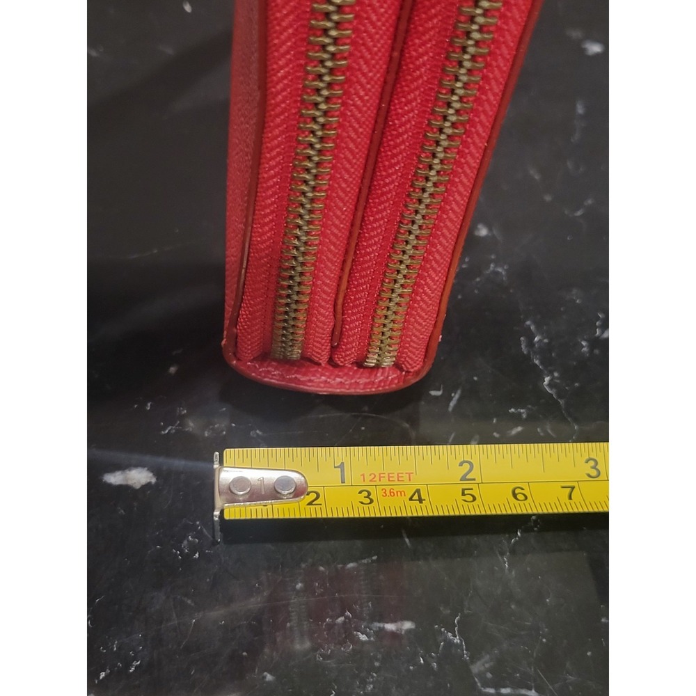 Coach Crossgrain Leather Double Zip Travel Wallet In Red New - Picture 13 of 15